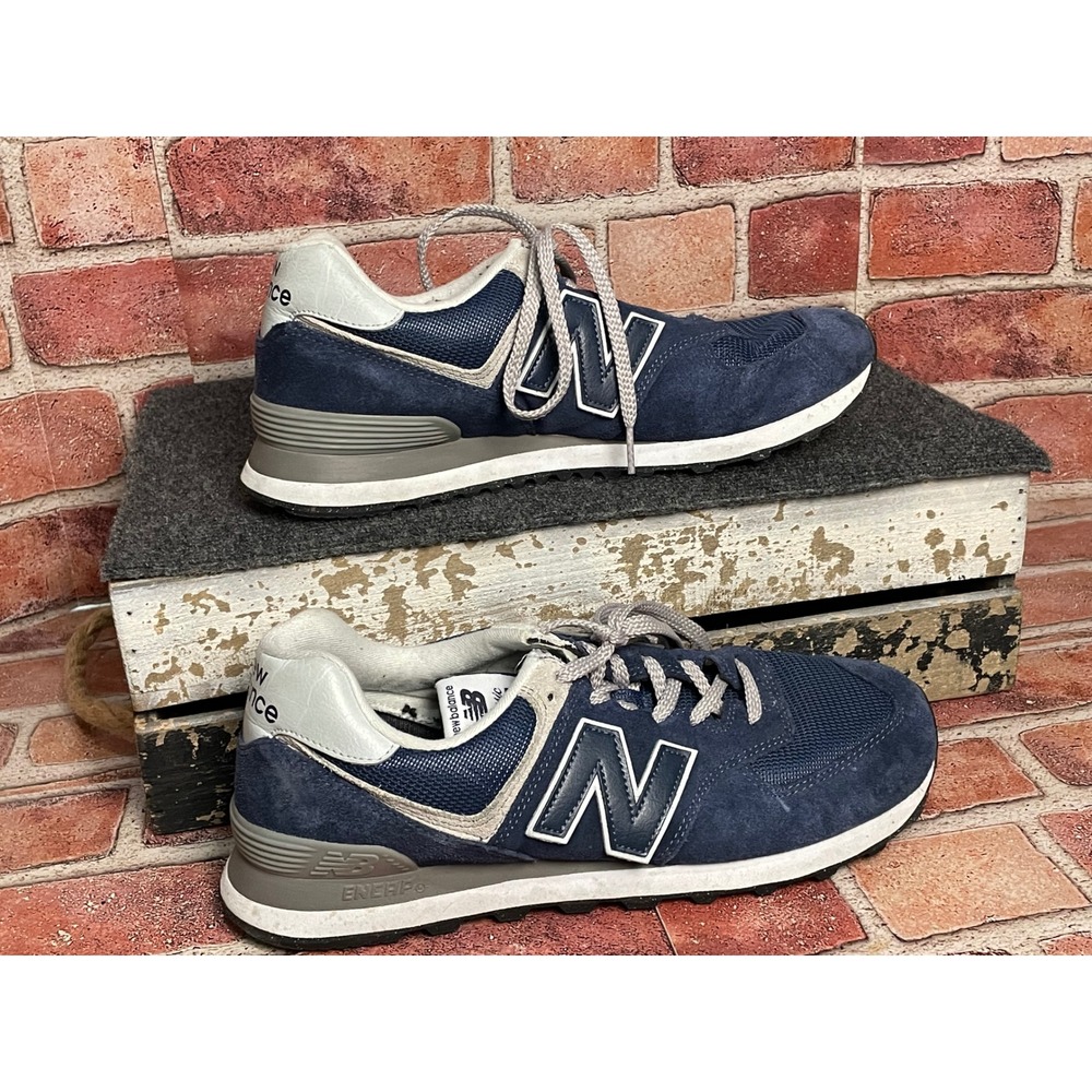 New Balance 574 Core Navy Blue Suede Mesh Sneakers ML574EVN Mens 10